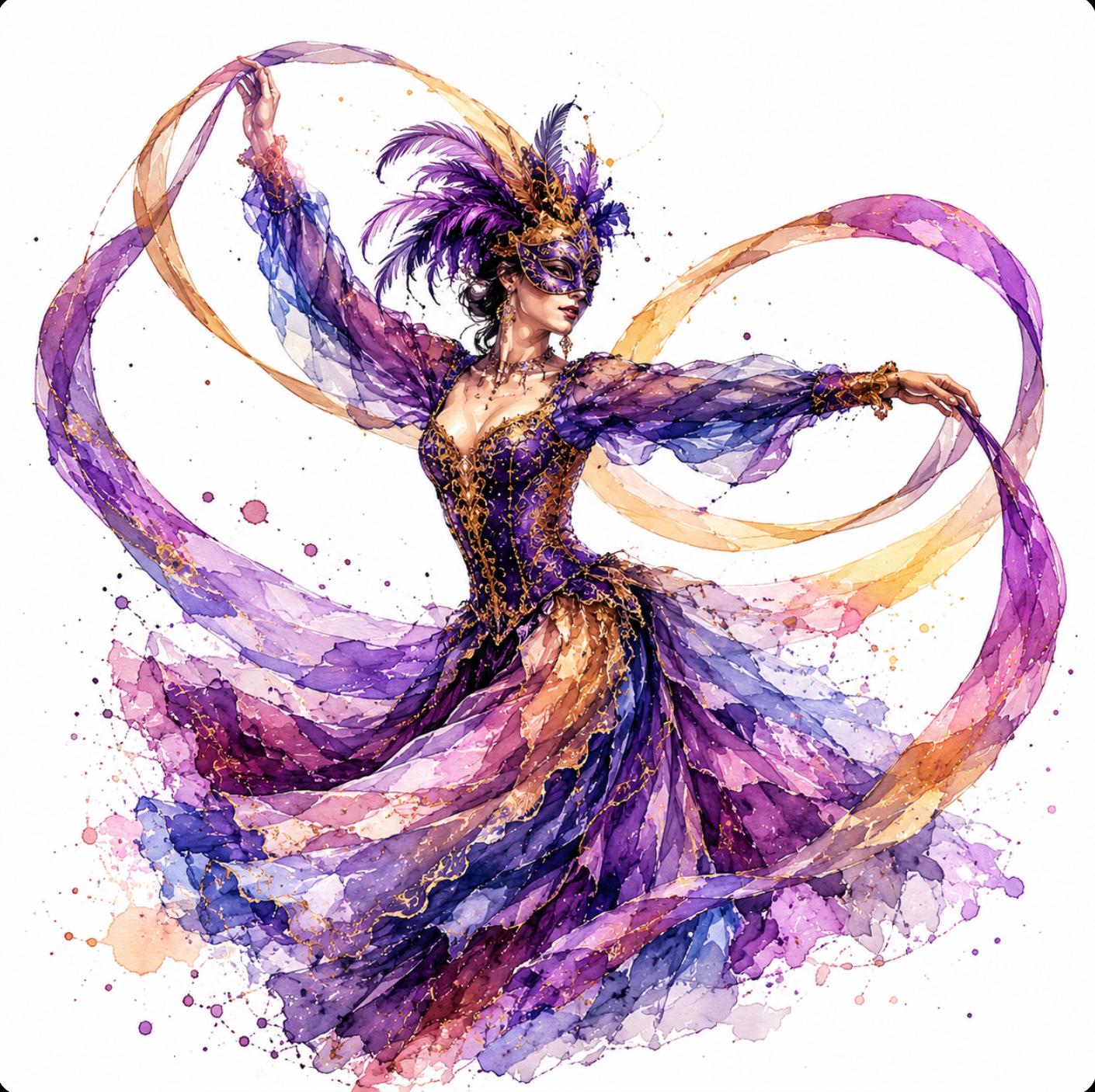 Elegant Motion Watercolor Characters