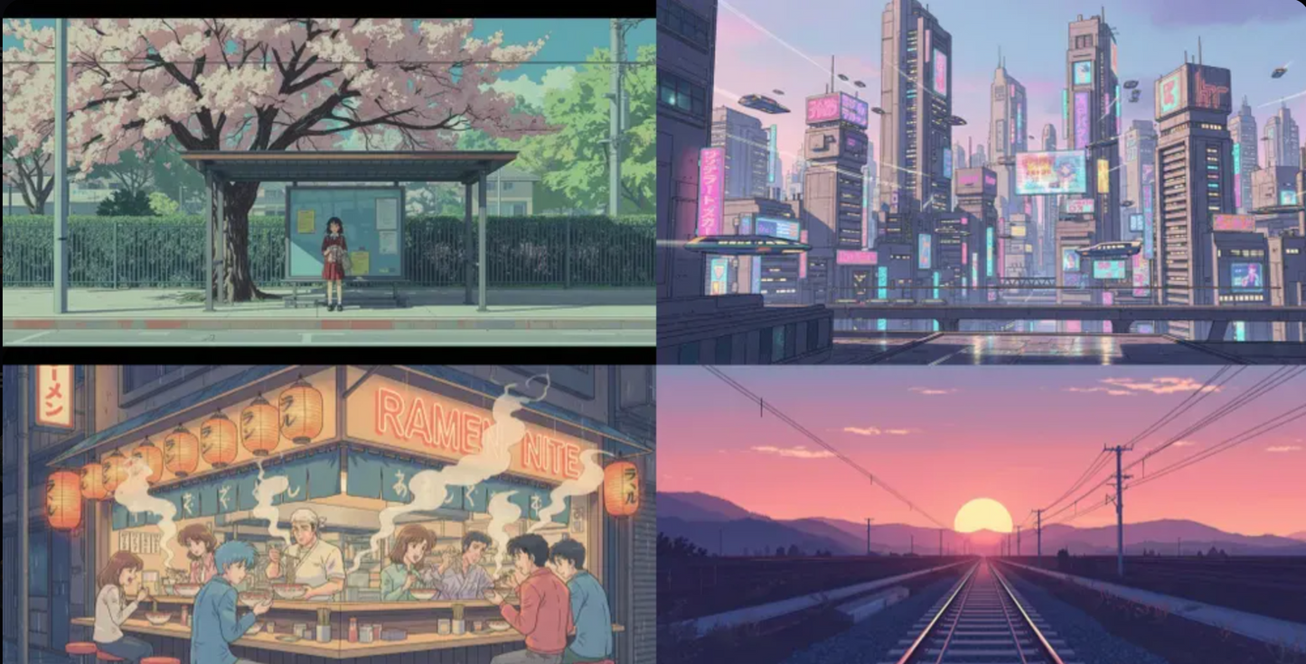 90s Retro Aesthetic Anime Illustrations