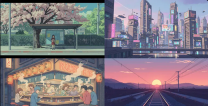 90s Retro Aesthetic Anime Illustrations