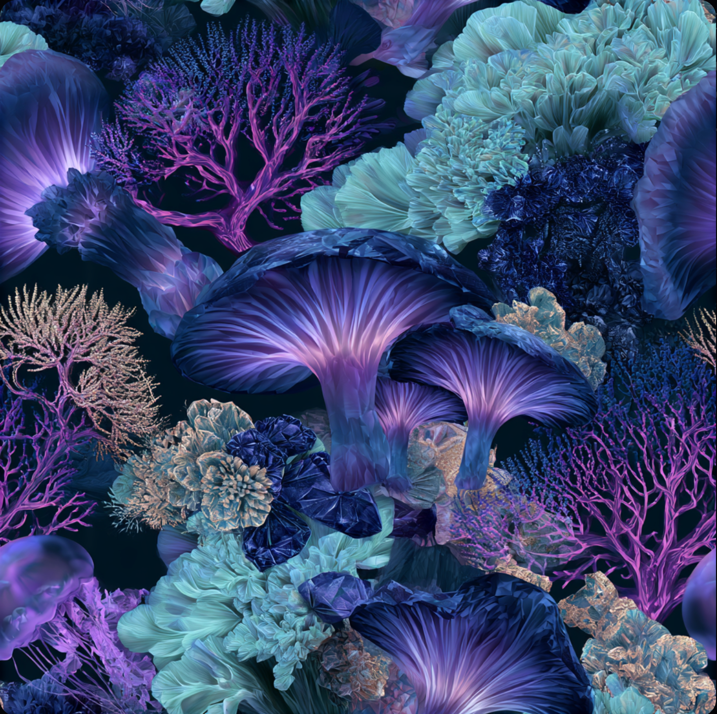 Bioluminescent Fossil Garden Patterns