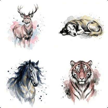 Ink Watercolor Wildlife Art Prints