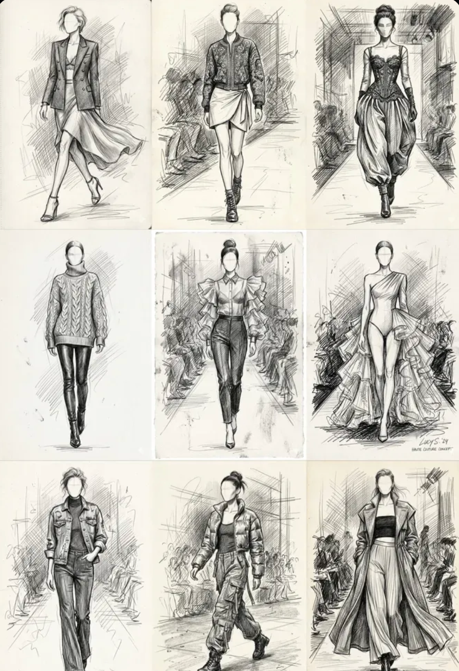 Couture Fashion Pencil Sketches