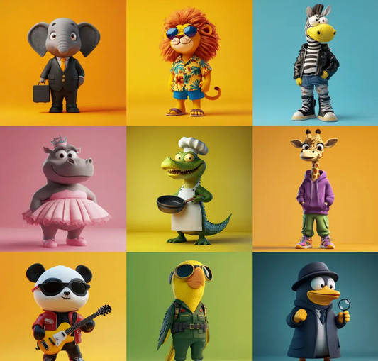 3D Cartoon Animal Characters